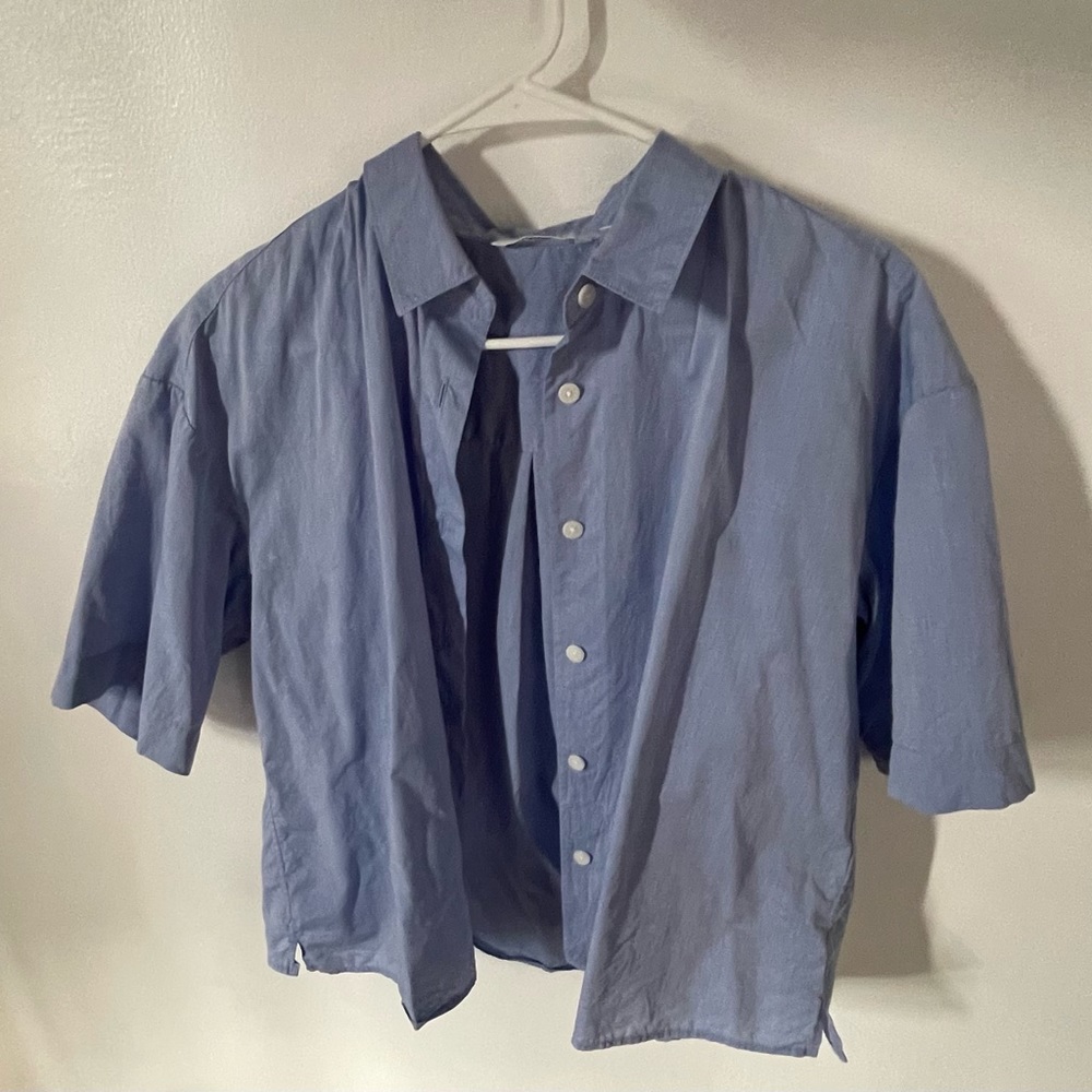 Short sleeve button top uniqlo blue